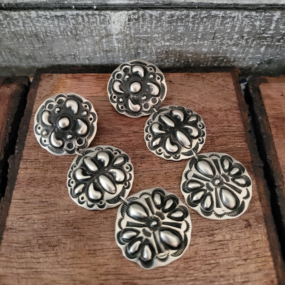 SALE 🏷NEW Sterling Silver Hand Stamped 3 Tiered Earrings